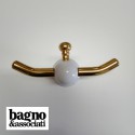Bagno & Associati REGENCY uchwyt łazienkowy podwójny biały/złoto RE24540