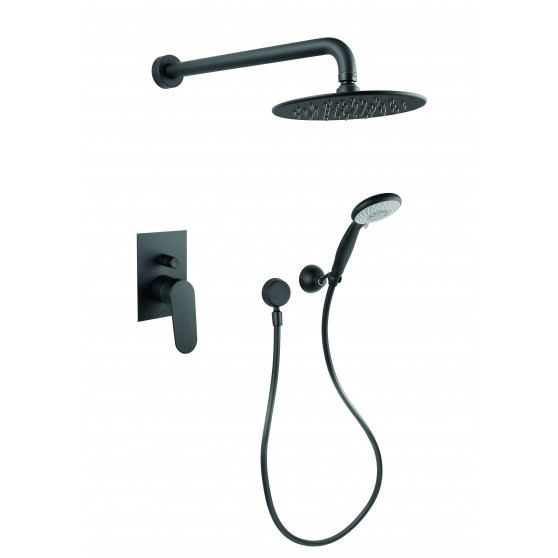 Fiore KEVON zestaw prysznicowy podtynkowy ze słuchawką i deszczownicą czarny 81NN7557